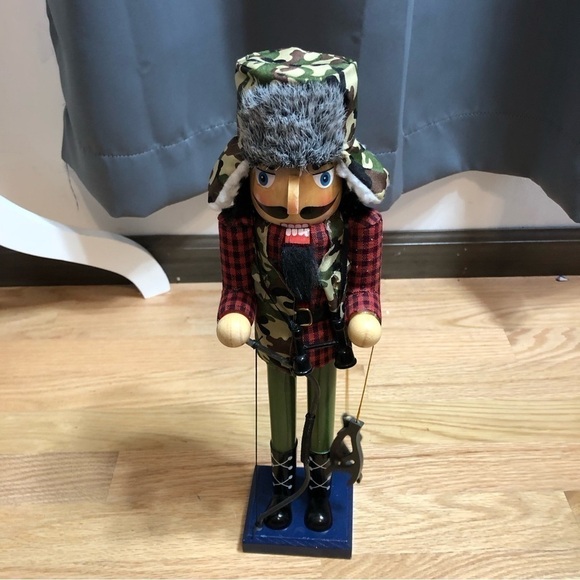 Nutcracker Bow Hunter Antlers Trapper Hat Christmas Decor NEW - Picture 2 of 7